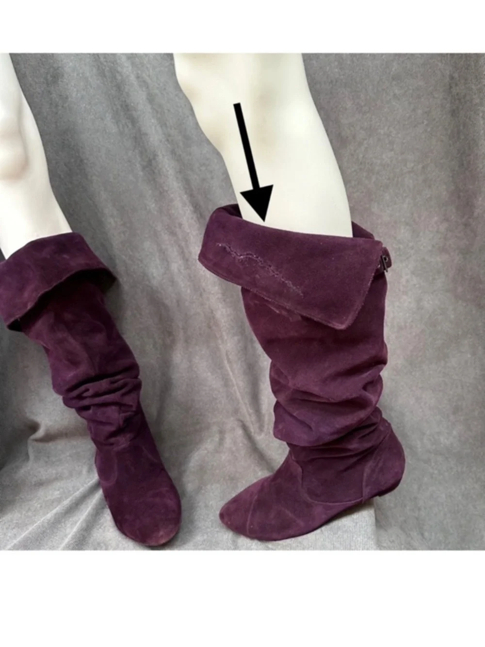 Purple suede leather pirate boots flat Sz 8 women’s